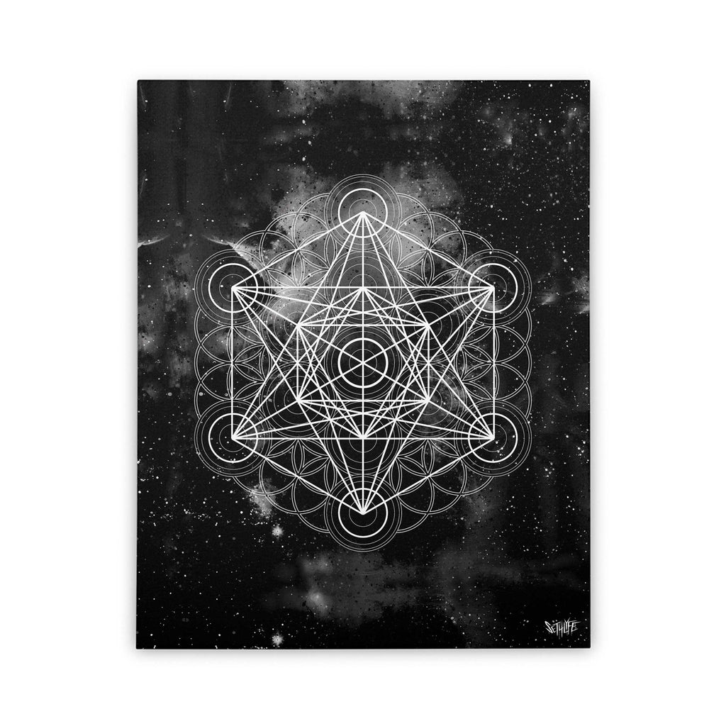 BLACK SPACE METATRONS CUBE WALL CANVAS