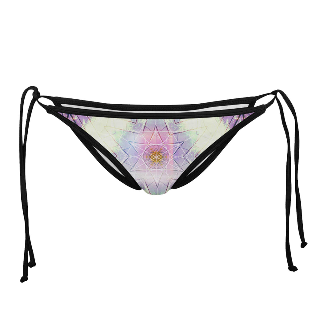 COTTON CANDY & LAVENDER BLACK STRING BIKINI BOTTOMS