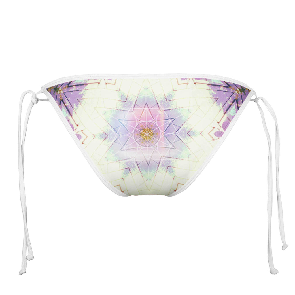 COTTON CANDY & LAVENDER WHITE STRING BIKINI BOTTOMS