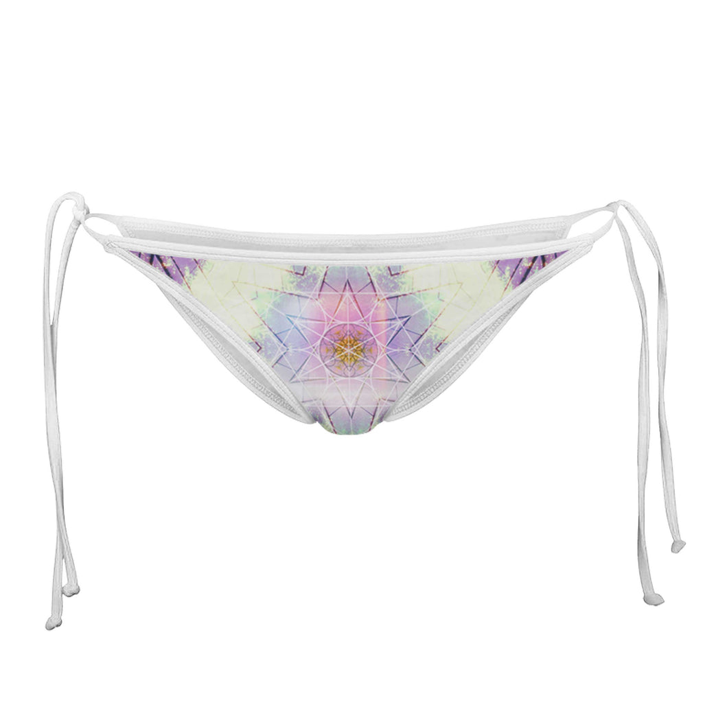 COTTON CANDY & LAVENDER WHITE STRING BIKINI BOTTOMS