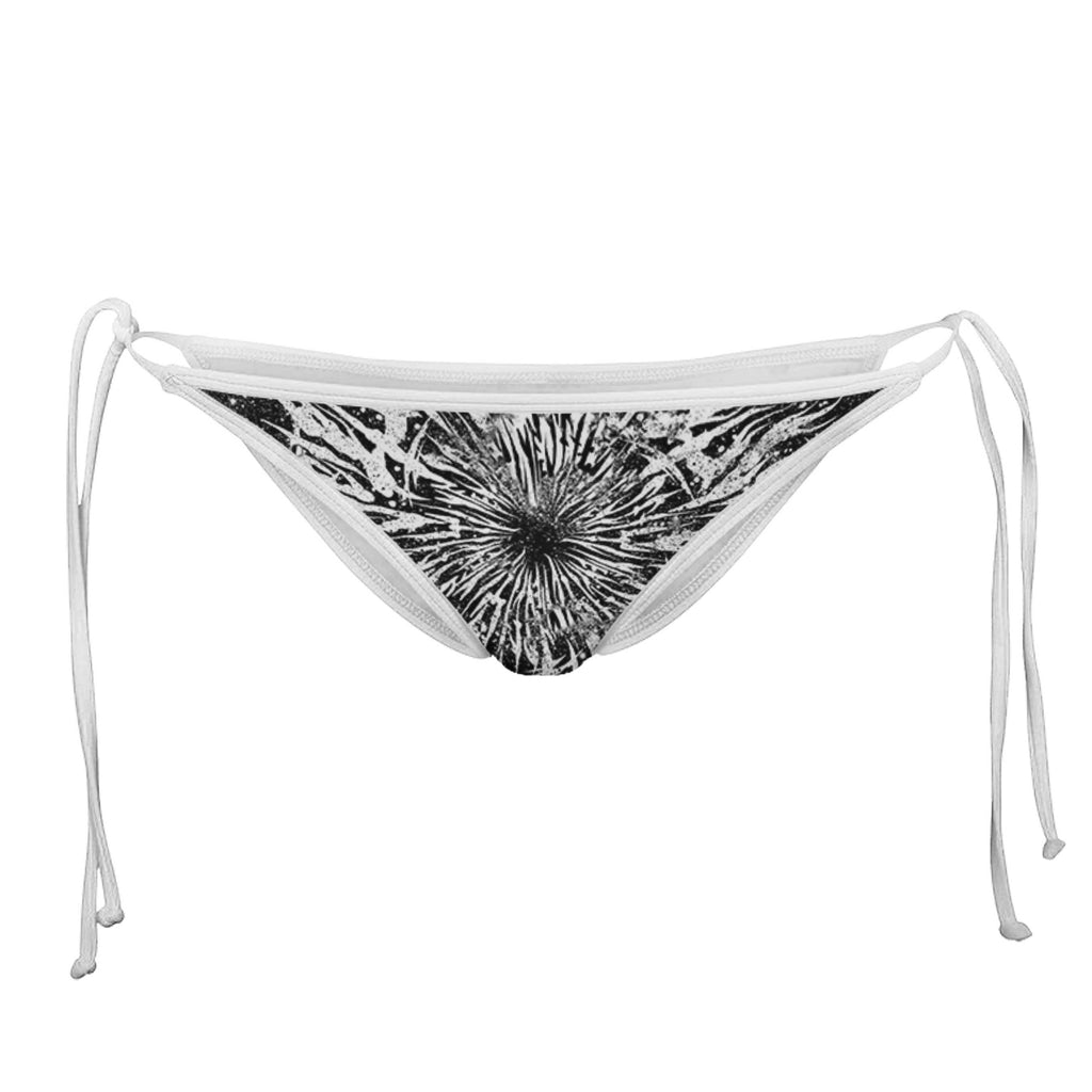 DARK GRIME MANDALA WHITE STRING BIKINI BOTTOMS