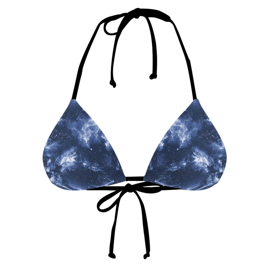 DEEP BLUE SPACE BLACK STRING BIKINI TOP