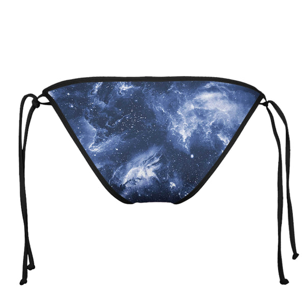 DEEP BLUE SPACE BLACK STRING BIKINI BOTTOMS