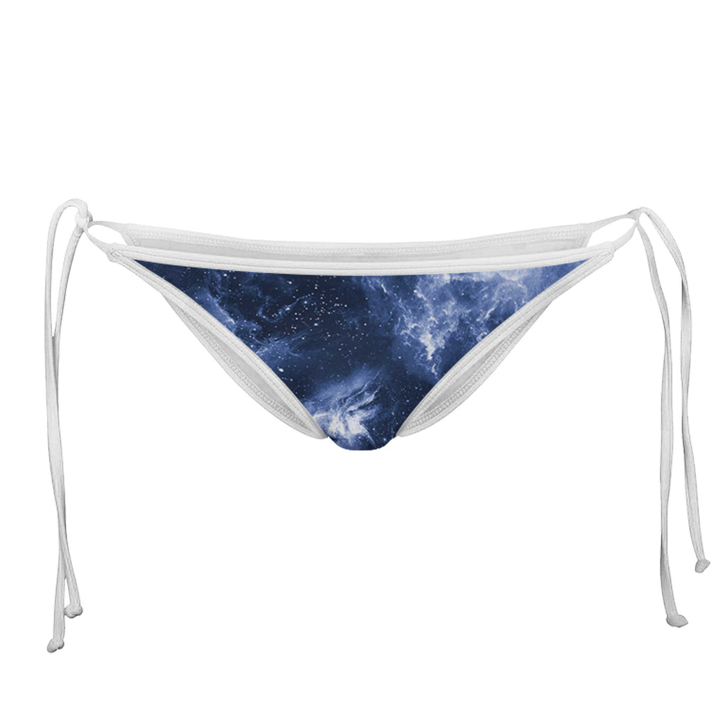 DEEP BLUE SPACE WHITE STRING BIKINI BOTTOMS