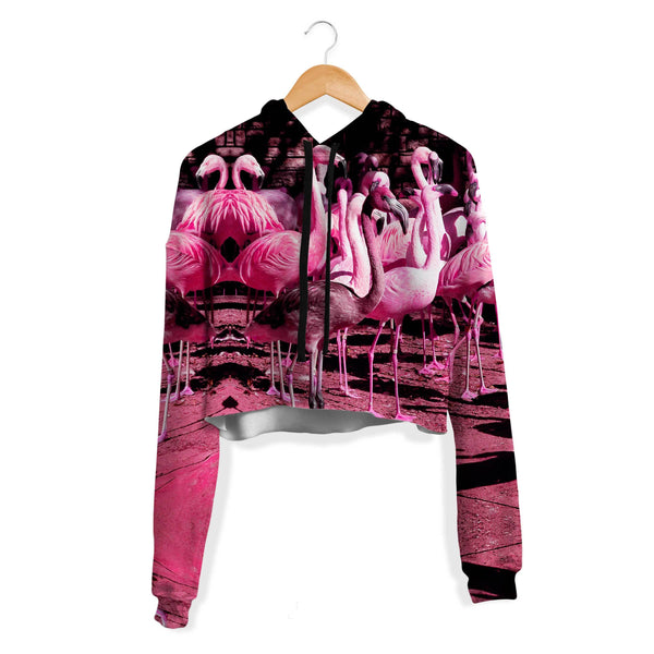 FLAMINGO CROP HOODIE