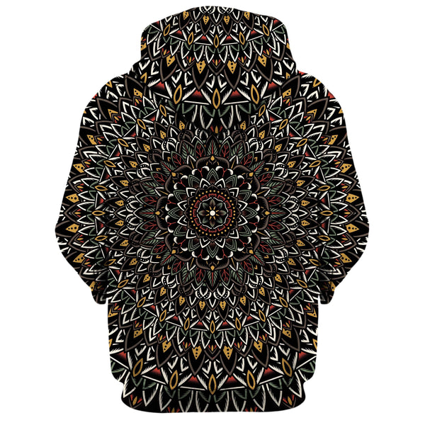 FLOWER MANDALA ZIP UP HOODIE