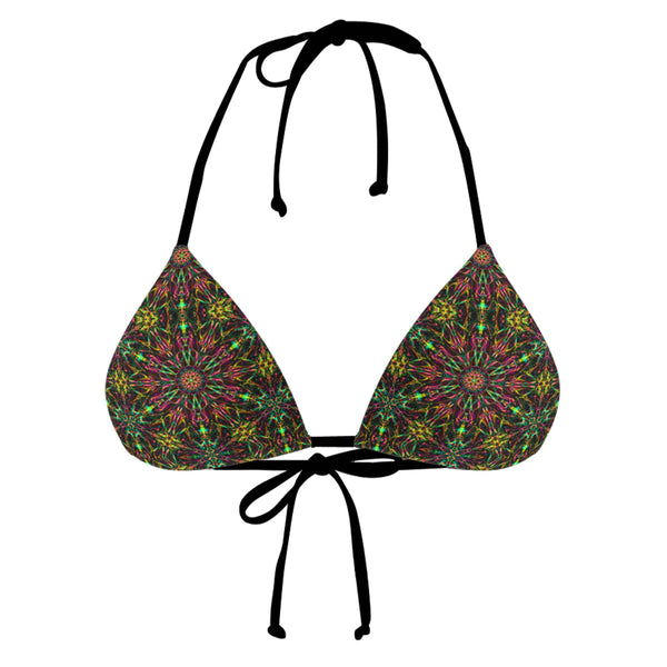 FUTURE MANDALA BLACK STRING BIKINI TOP