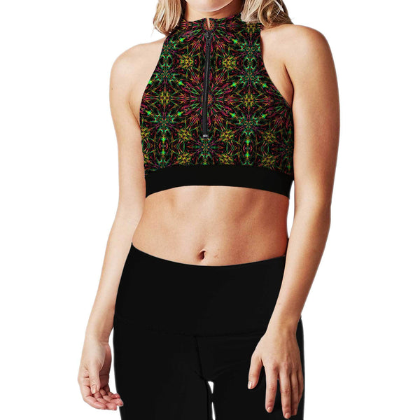 FUTURE MANDALA ZIP UP SPORTS BRA