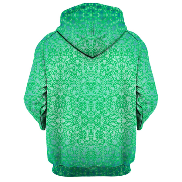 GREEN COSMIC STARGRID ZIP UP HOODIE