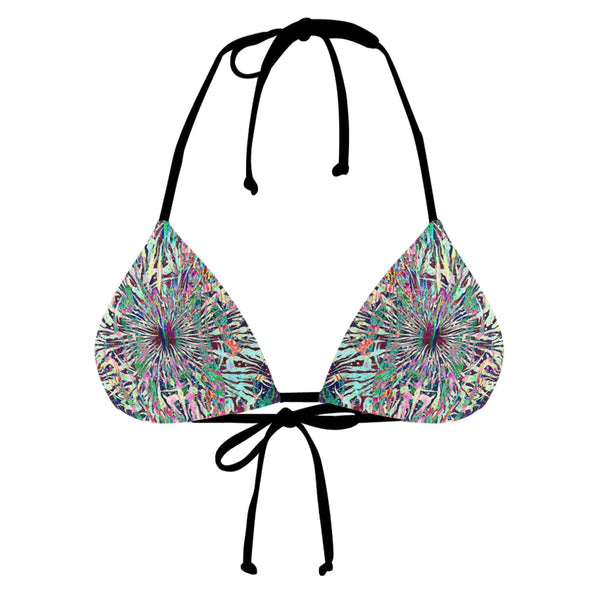 GRIME MANDALA BLACK STRING BIKINI TOP