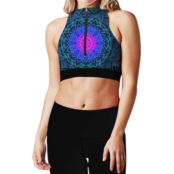 MANDALA LOVE ZIP UP SPORTS BRA