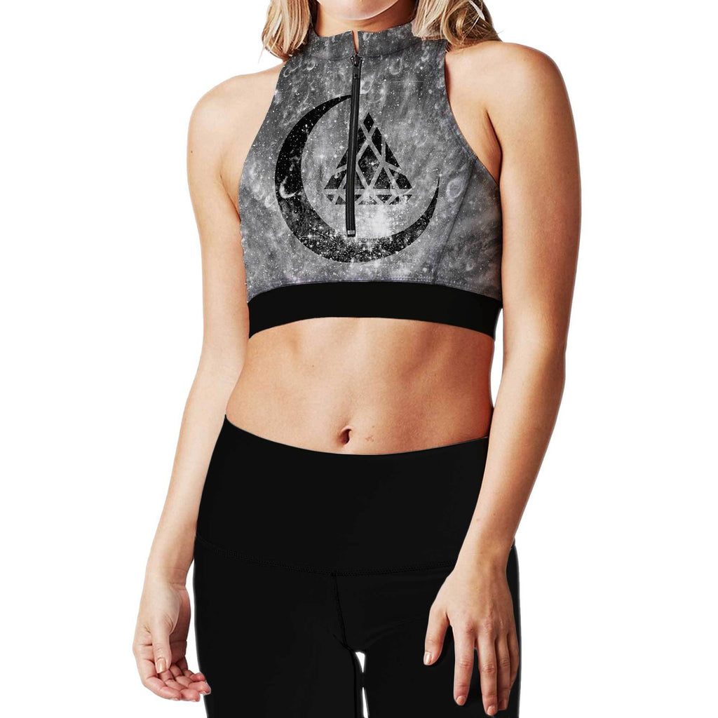 MOON VIEWS ZIP UP SPORTS BRA
