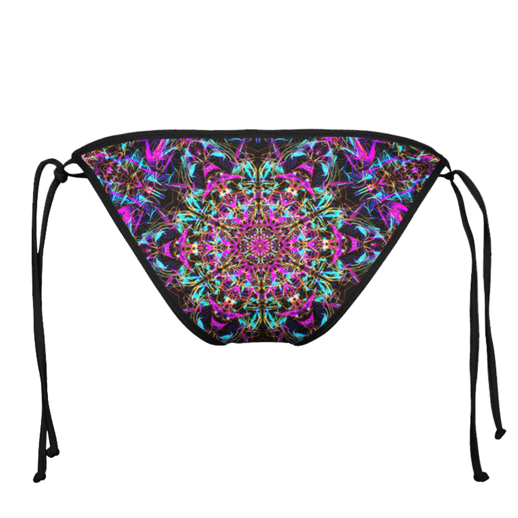 NEON MANDALA BLACK STRING BIKINI BOTTOMS