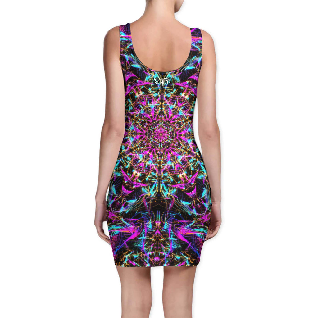 NEON MANDALA BODYCON DRESS