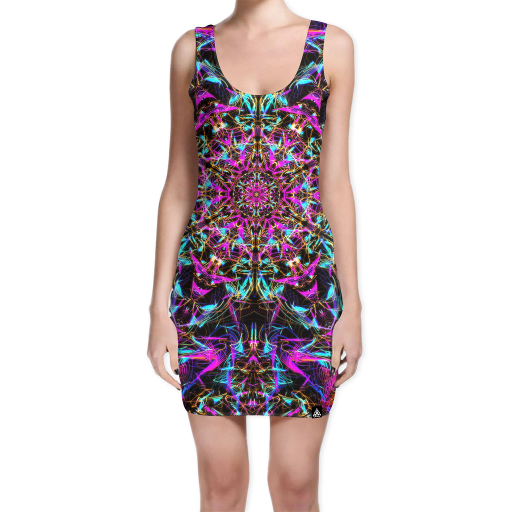 NEON MANDALA BODYCON DRESS