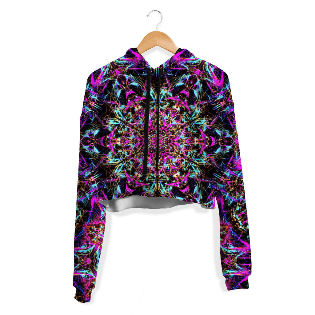 NEON MANDALA CROP HOODIE