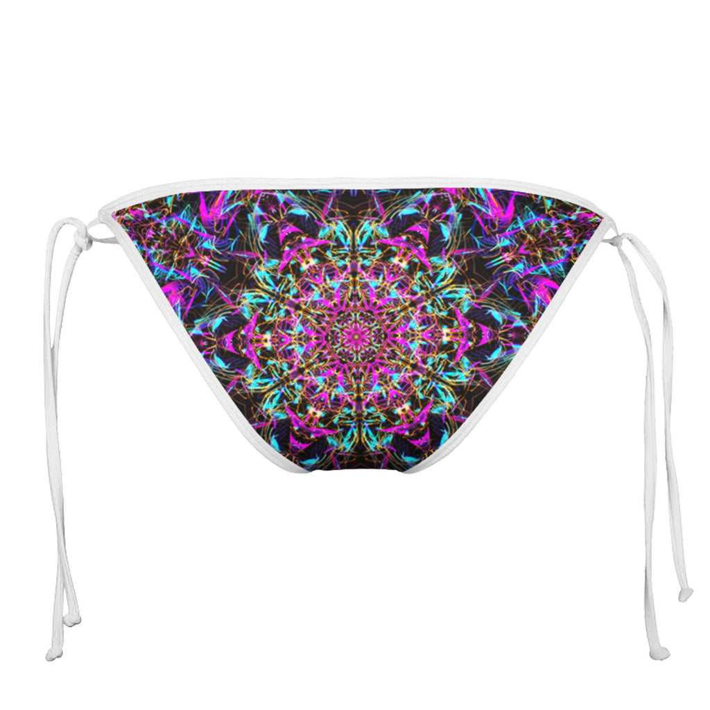 NEON MANDALA WHITE STRING BIKINI BOTTOMS