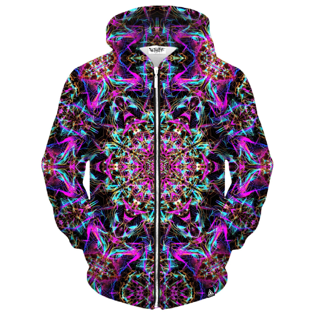 NEON MANDALA ZIP UP HOODIE