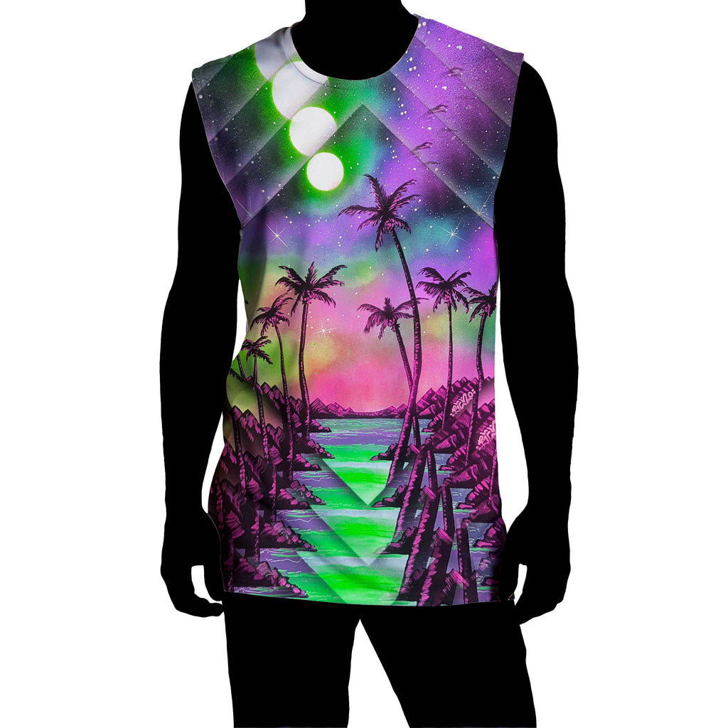 PALM TREE GLITCH SLEEVELESS TEE