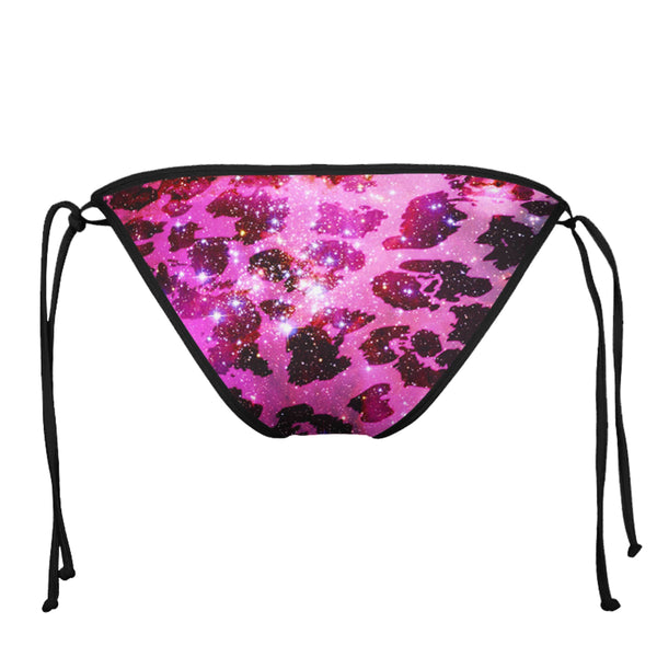 SPACE LEOPARD BLACK STRING BIKINI BOTTOMS