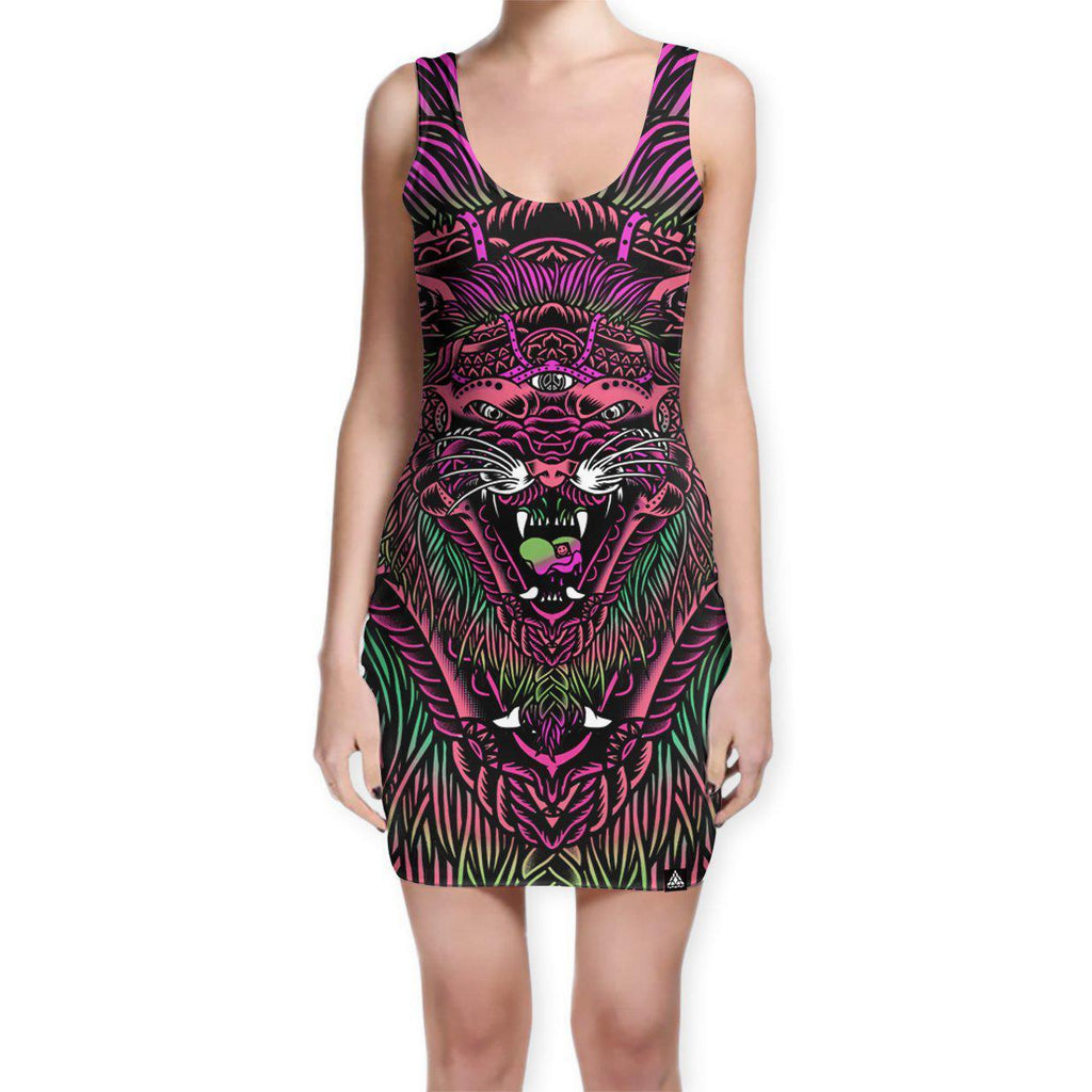 Set 4 Lyfe - ACID TIGER BODYCON DRESS - Clothing Brand - Bodycon Dress - SET4LYFE Apparel