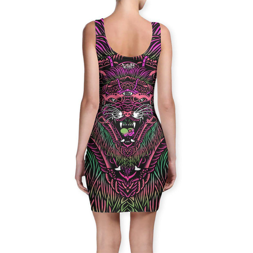 Set 4 Lyfe - ACID TIGER BODYCON DRESS - Clothing Brand - Bodycon Dress - SET4LYFE Apparel