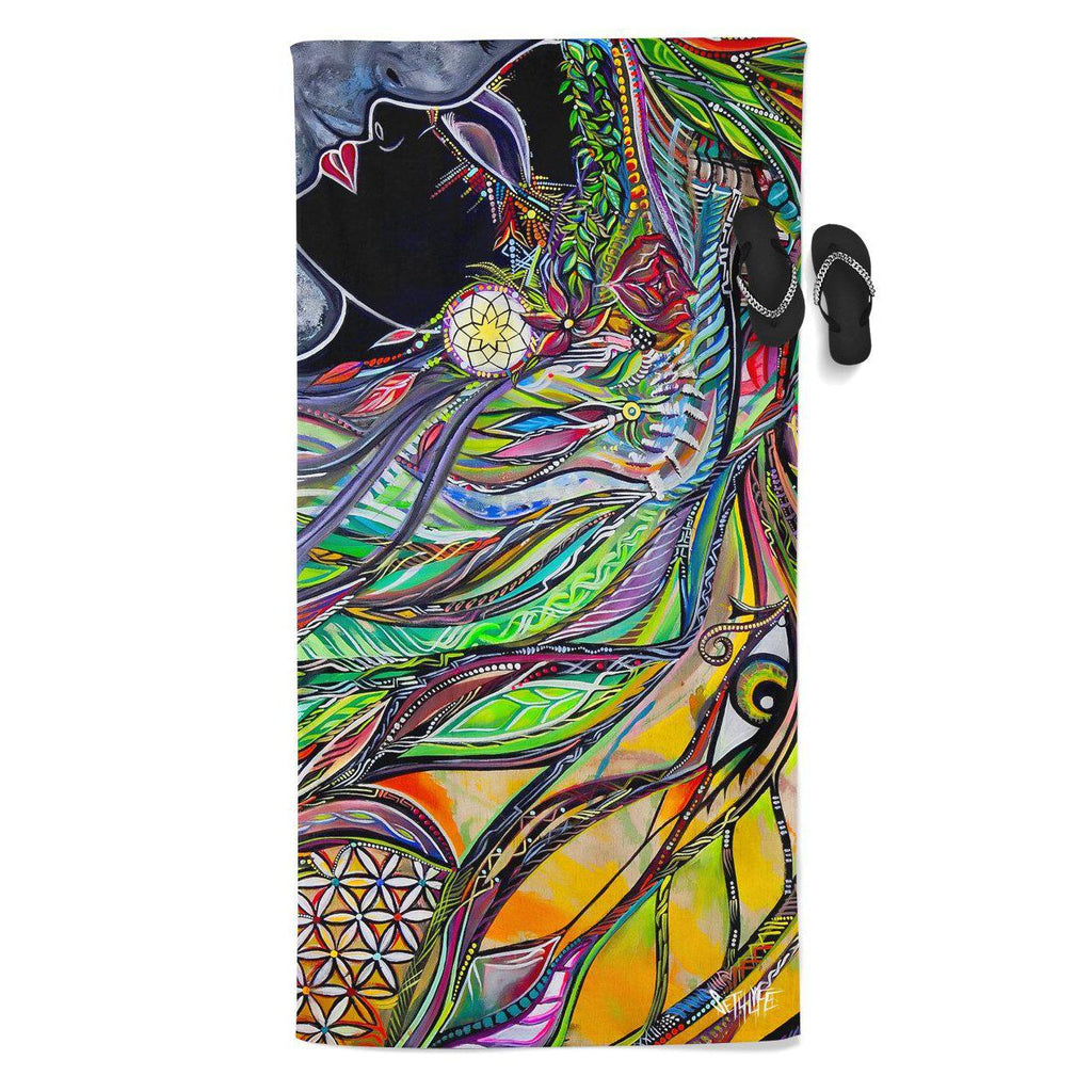 Set 4 Lyfe / Laura McGowan Art - NEON SYNCHRONICITY BEACH THROW TOWEL - Clothing Brand - Beach Towel - SET4LYFE Apparel