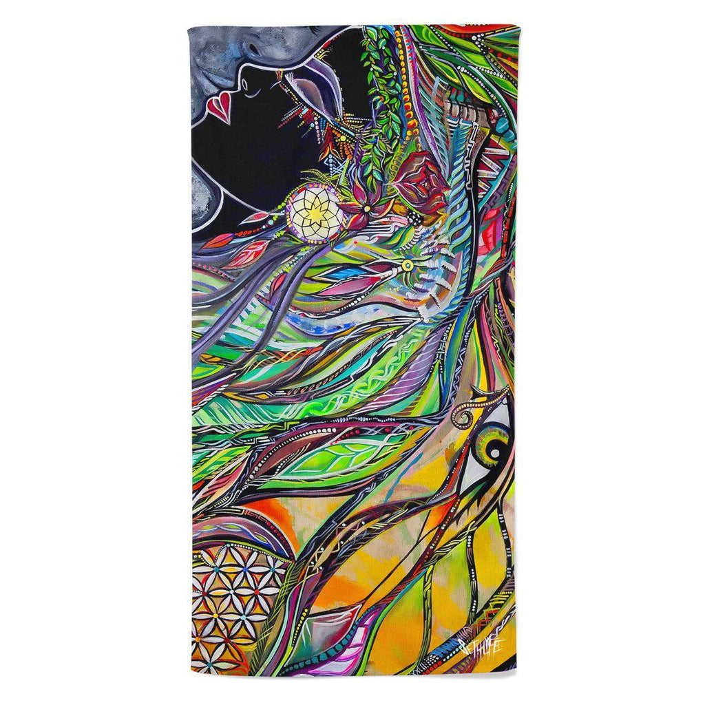 Set 4 Lyfe / Laura McGowan Art - NEON SYNCHRONICITY BEACH THROW TOWEL - Clothing Brand - Beach Towel - SET4LYFE Apparel