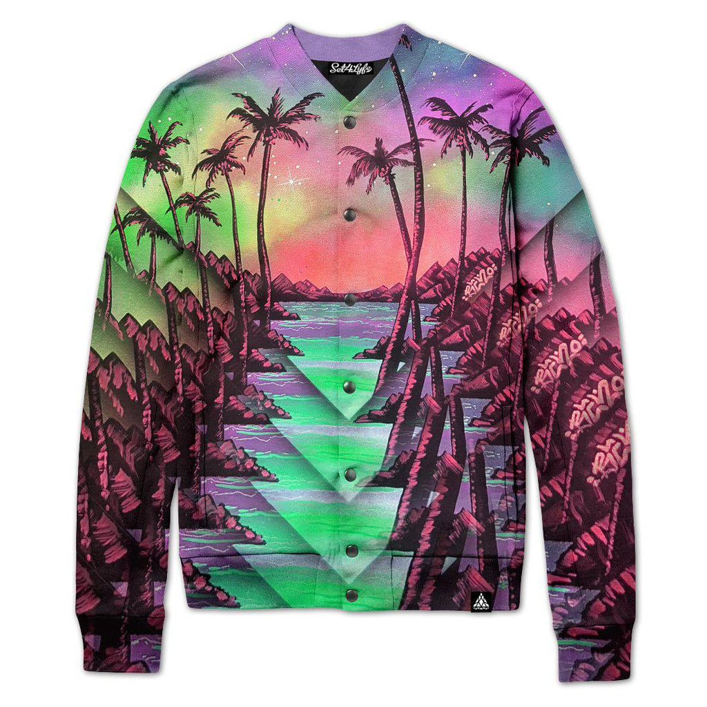 Set 4 Lyfe / Ryan Weisser - PALM TREE GLITCH VARSITY JACKET - Clothing Brand - Varsity Jacket - SET4LYFE Apparel