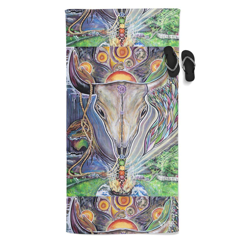 Set 4 Lyfe / Laura McGowan Art - SPIRIT OF THE BUFFALO BEACH THROW TOWEL - Clothing Brand - Beach Towel - SET4LYFE Apparel