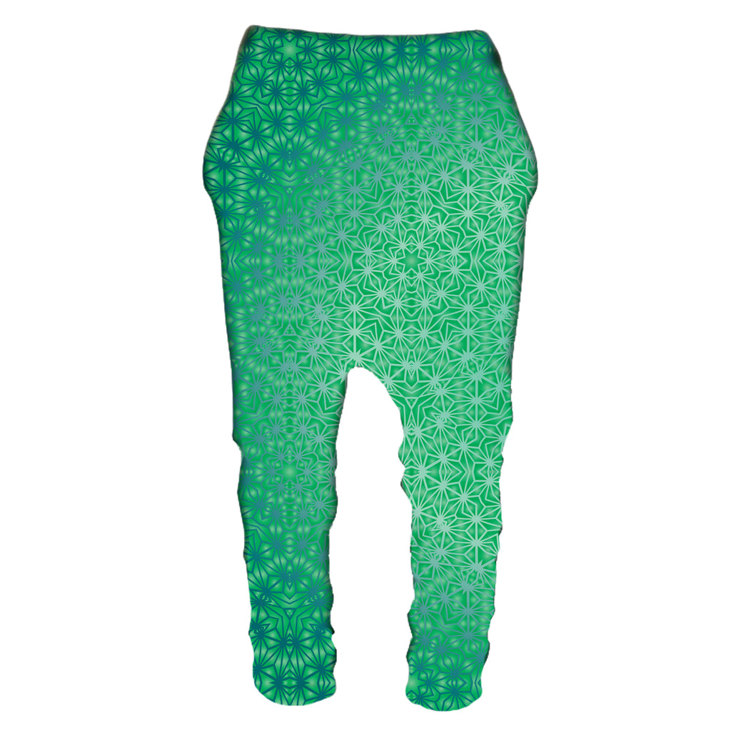 GREEN COSMIC STARGRID DROP PANTS