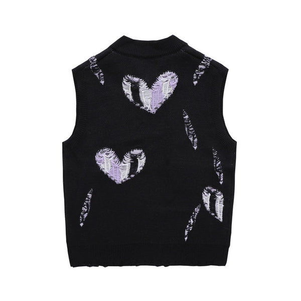 HEART SLEEVELESS KNIT SWEATER VEST