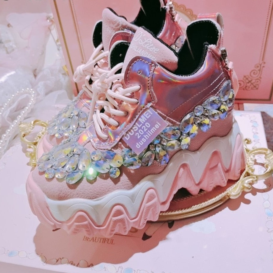 RHINESTONE WEDGE SNEAKERS