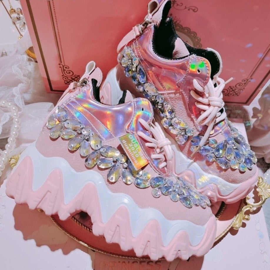 RHINESTONE WEDGE SNEAKERS