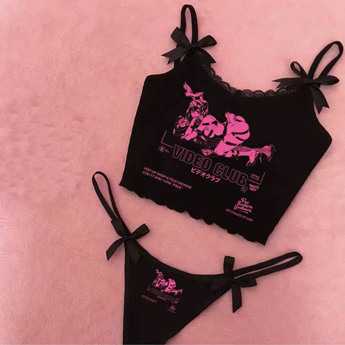 Y2K EMO GRAPHIC CROPPED TOP SET