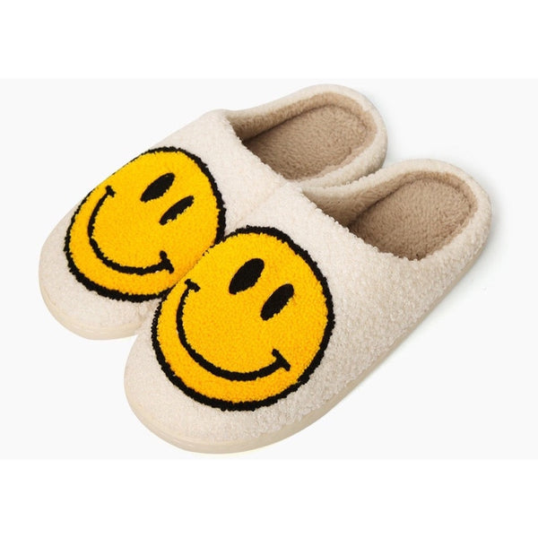 MEGA SMILEY FACE FUZZY SLIPPERS