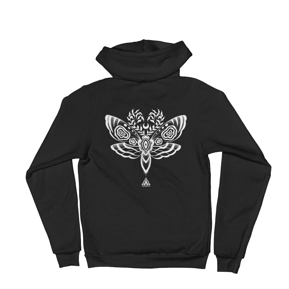 Set 4 Lyfe Apparel / Cat Siren - MOTH ZIP HOODIE - Clothing Brand - Graphic Zip Up Hoodie - SET4LYFE Apparel