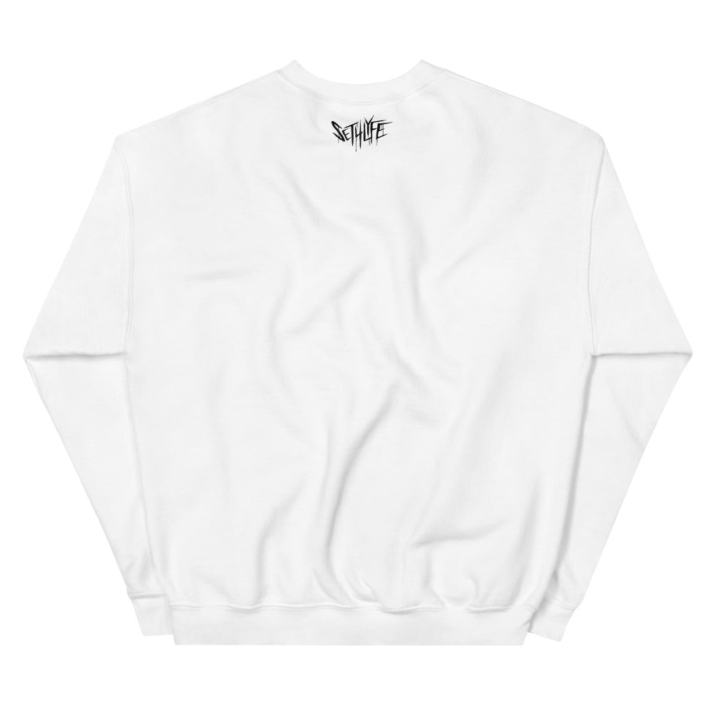 ALIEN HEAD ILLUSION WHITE GRAPHIC SWEATSHIRT