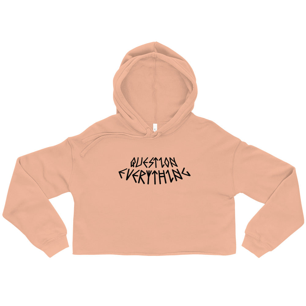QUESTION EVERYTHING GRAPHIC CROP HOODIE
