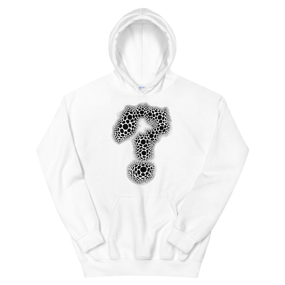 QUESTION EVERYTHING WHITE GRAPHIC HOODIE