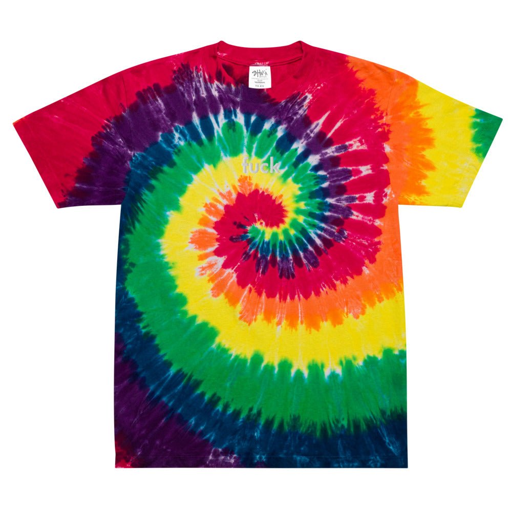 4 LETTER WORD EMBROIDERED OVERSIZE TIE DYE T