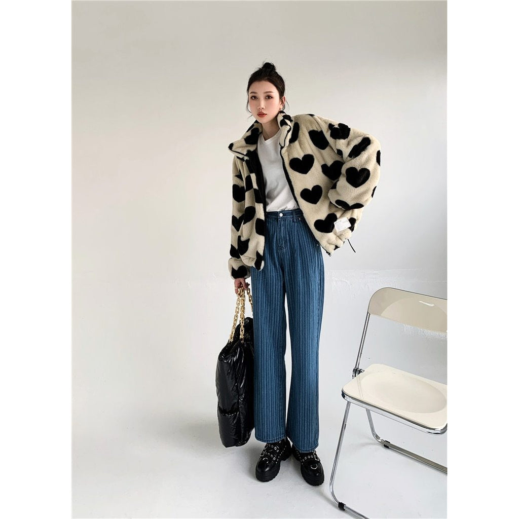 KAWAII HEARTS FAUX FUR JACKET