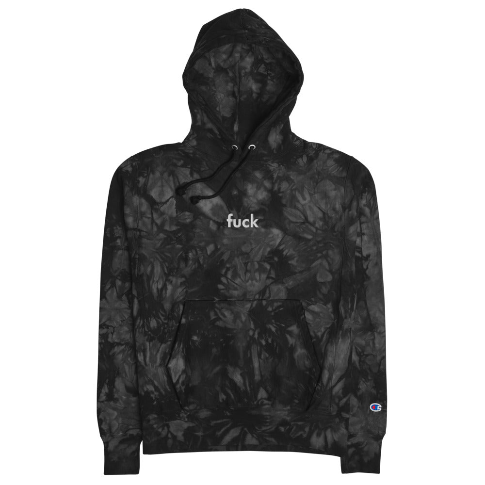 4 LETTER WORD EMBROIDERED CHAMPION TIE DYE HOODIE